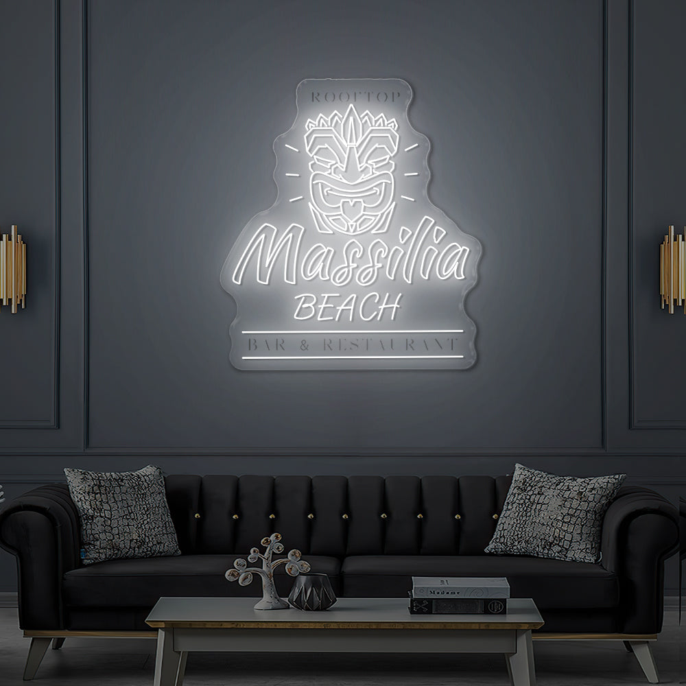 Custom LED Neon Rooftop Sign for Massilia Beach