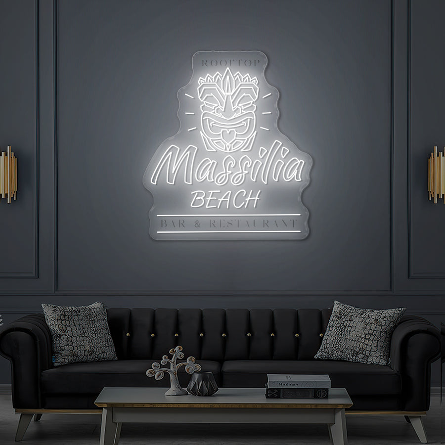 Custom LED Neon Rooftop Sign for Massilia Beach