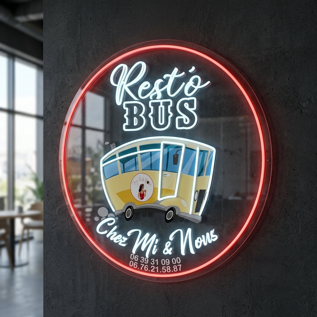 resto-bus-chezminous.fr - Enseigne néon LED personnalisé