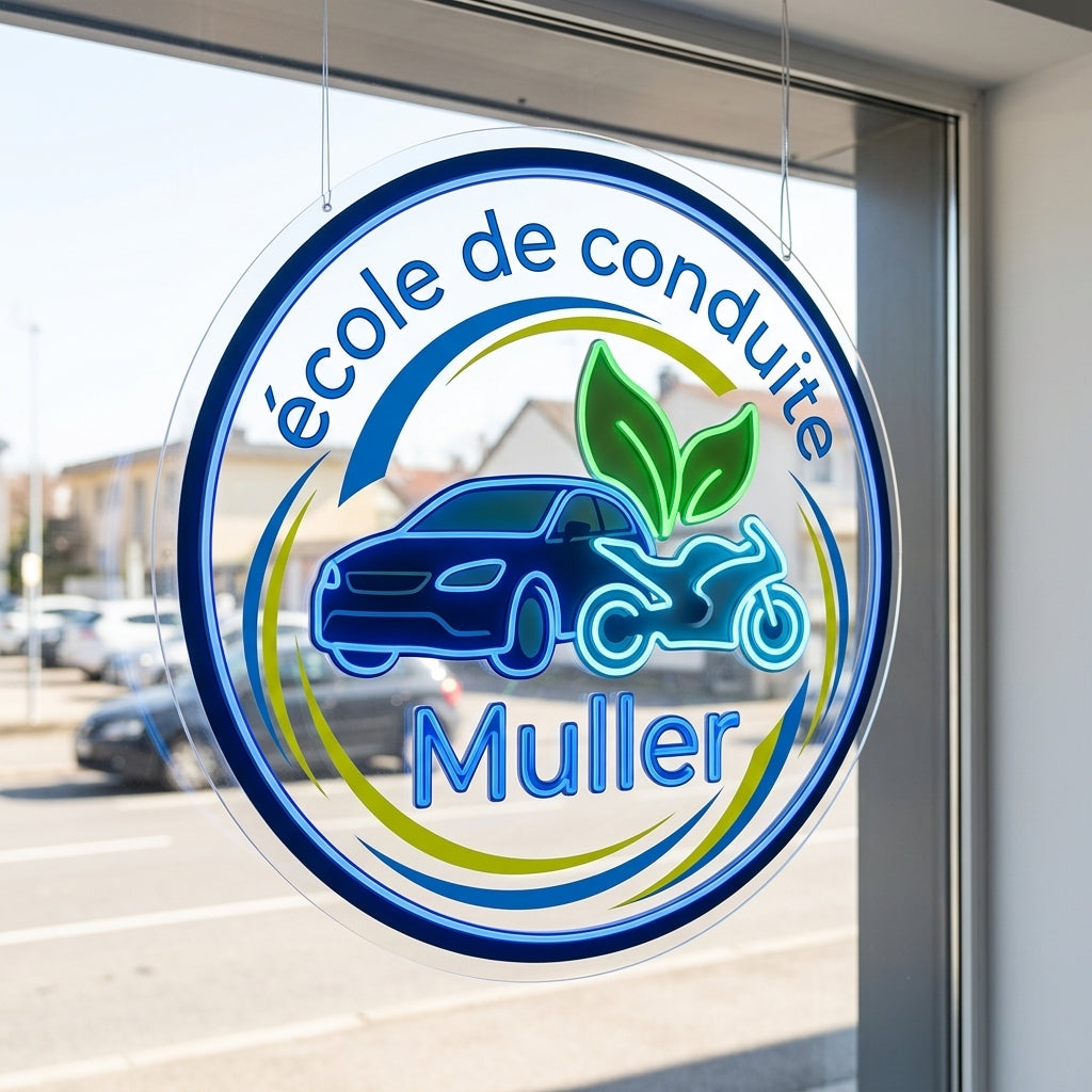 École de conduite Muller - Enseigne néon LED personnalisé