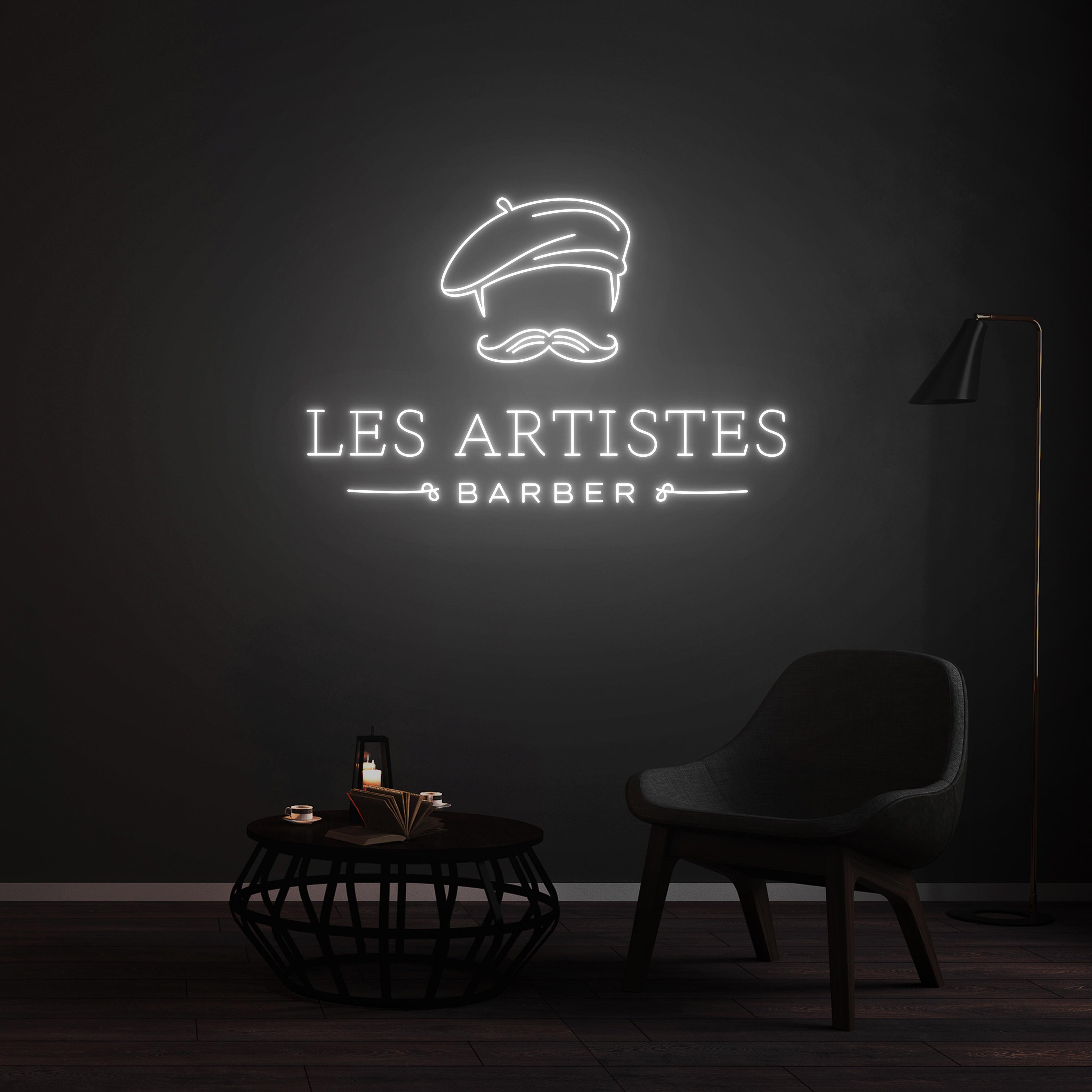 Personnalisation Enseigne LED Néon -LES ARTISTES BARBER