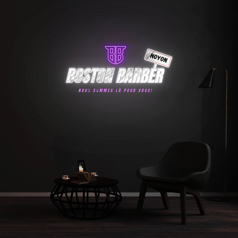 Enseigne LED Néon Personnalisée - Boston Barber
