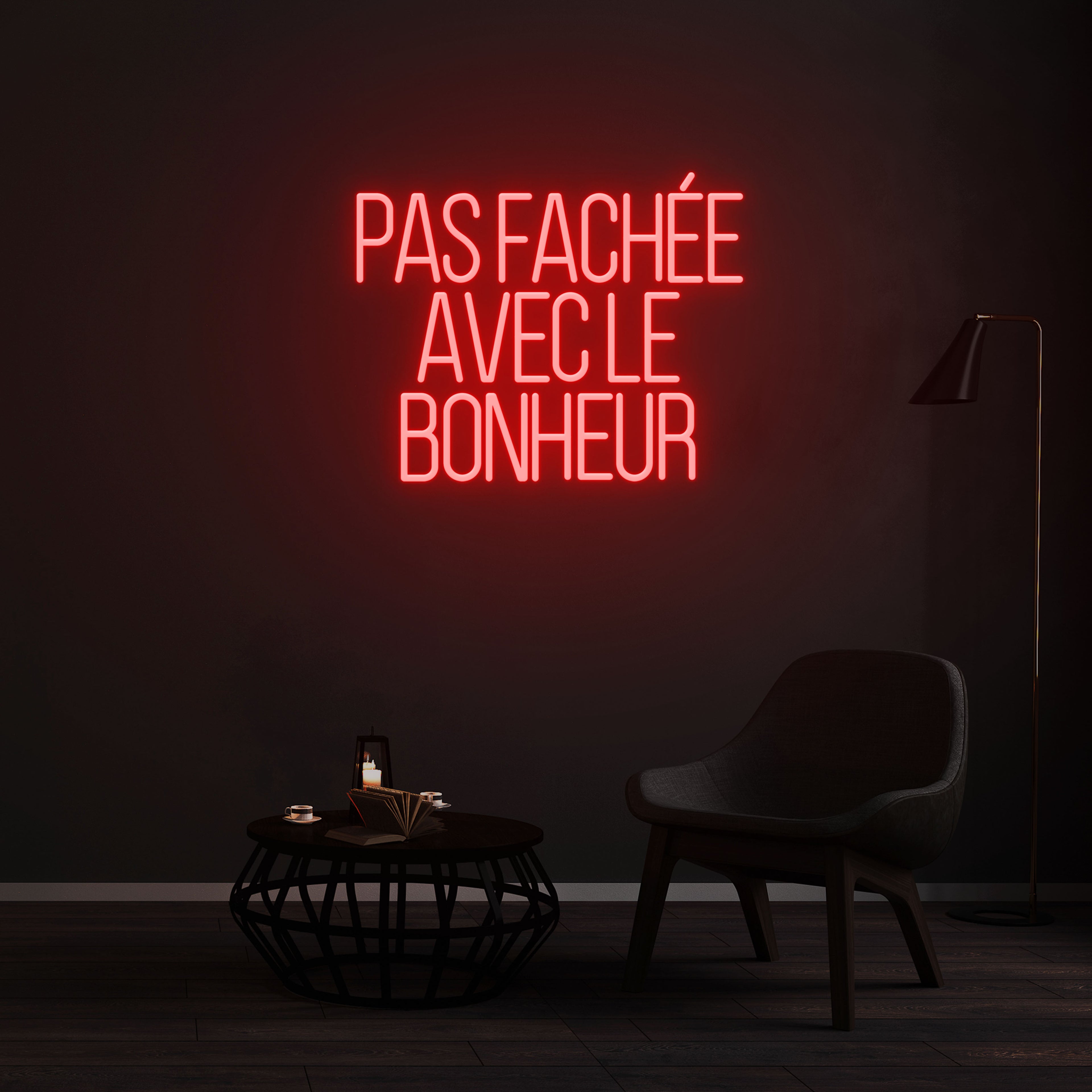 Enseigne LED Néon Personnalisée - PAS FACHÉE AVEC LE BONHEUR