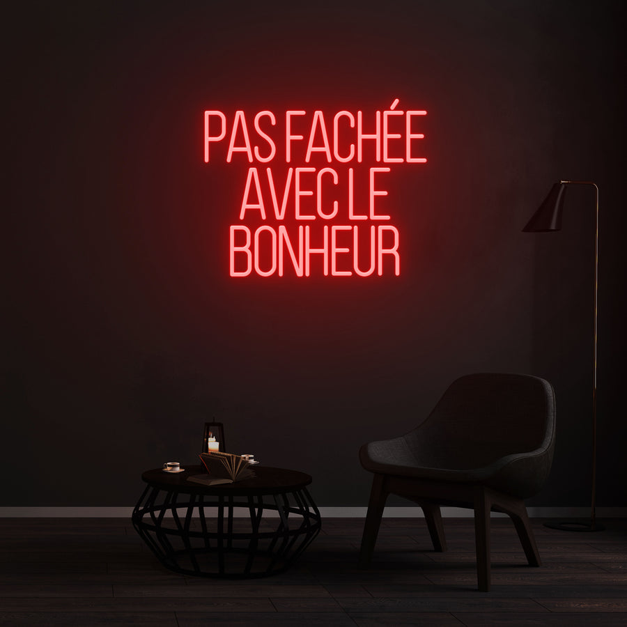 Enseigne LED Néon Personnalisée - PAS FACHÉE AVEC LE BONHEUR
