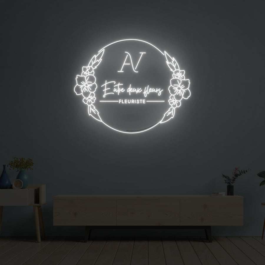 Enseigne LED Néon Personnalisée pour -  Entre deux fleurs